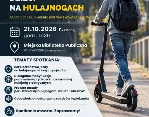 Bezpieczeństwo na hulajnogach elektrycznych: spotkanie dla rodziców i młodzieży w Jaworznie